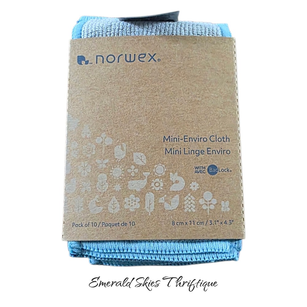 Norwex mini environcloths baclock 10 pack blue new washcloths free shipping